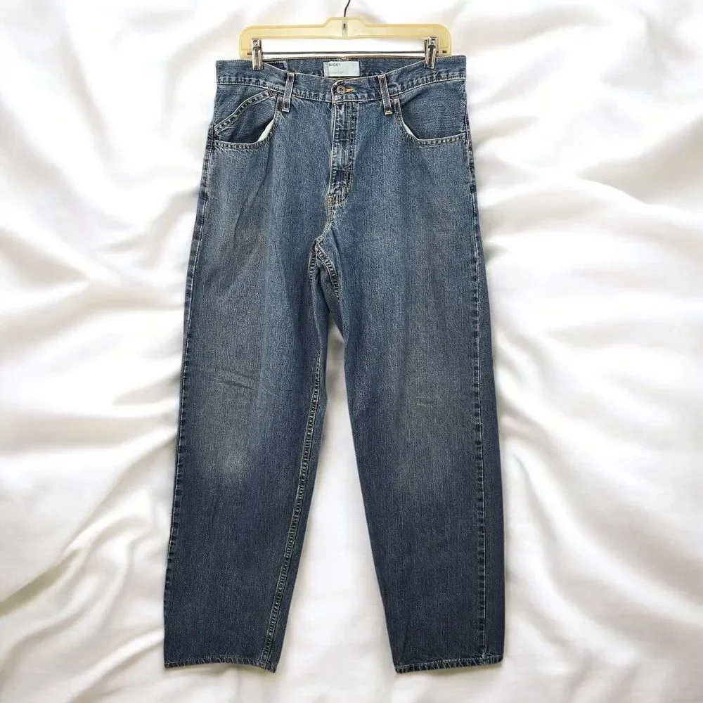 Vintage 90s Levis Silvertab Baggy Jeans Men Size 33x34 Blue Wide Leg Medium Wash